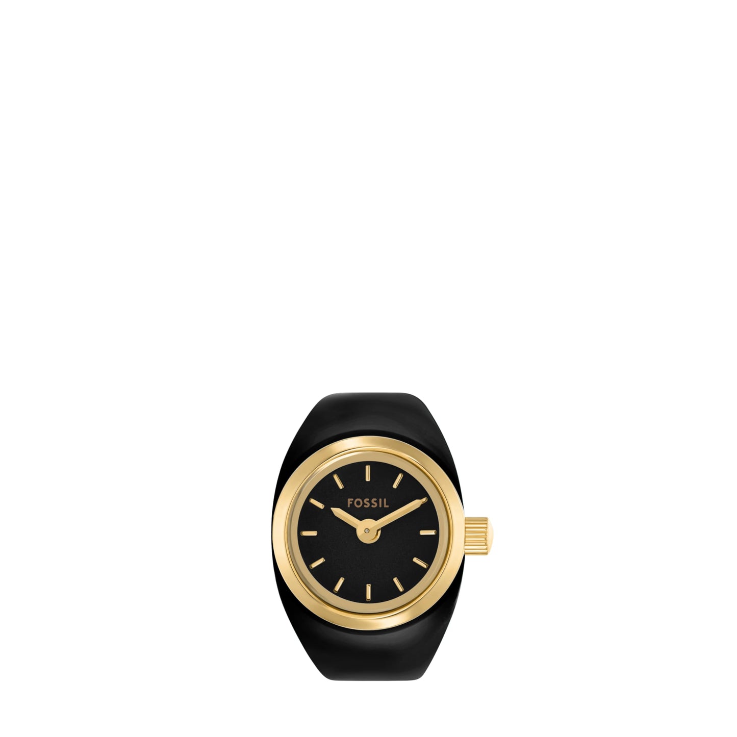 Fossil Analog Women Black Gold Watch Ring Quartz Stainless Steel Watch ES5413