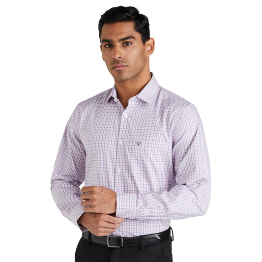 Allen Solly Men Cotton Slim Fit Shirt (ASSFQSPPR98372_Pink, 42
