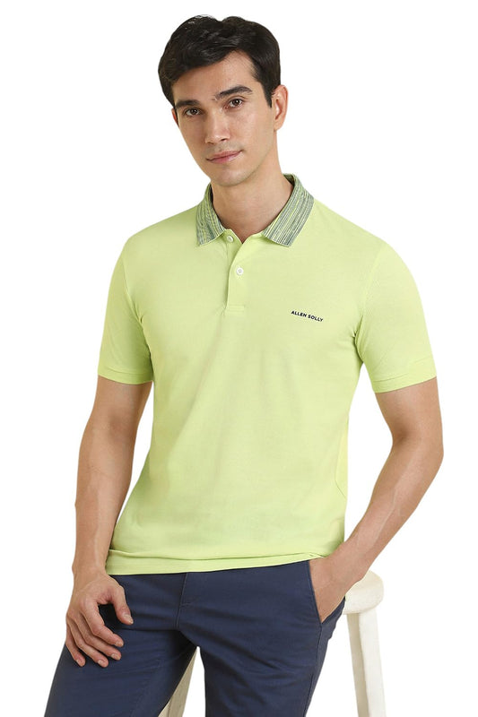 Allen Solly Men Green Solid Polo Neck T-Shirt