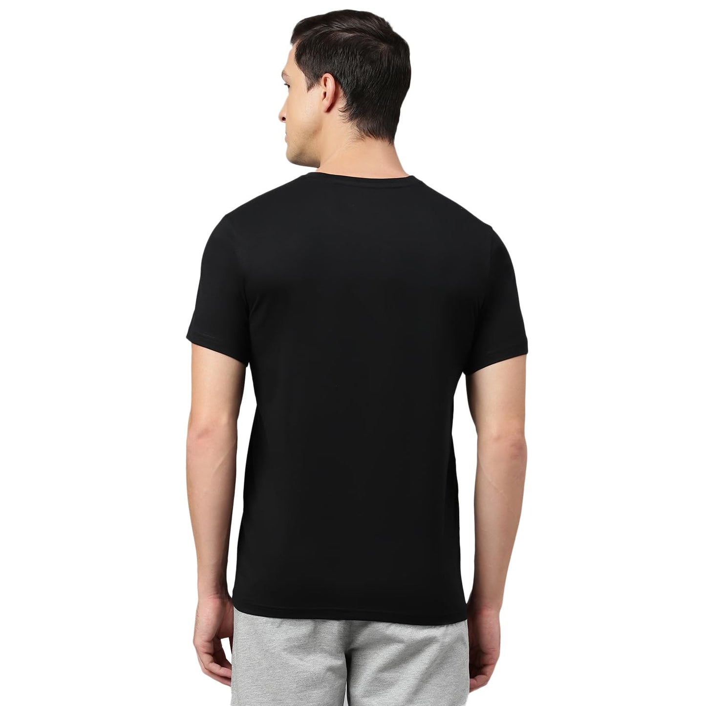 Van Heusen Men's Solid Regular Fit T-Shirt (IHTS1LBKE60052_Black