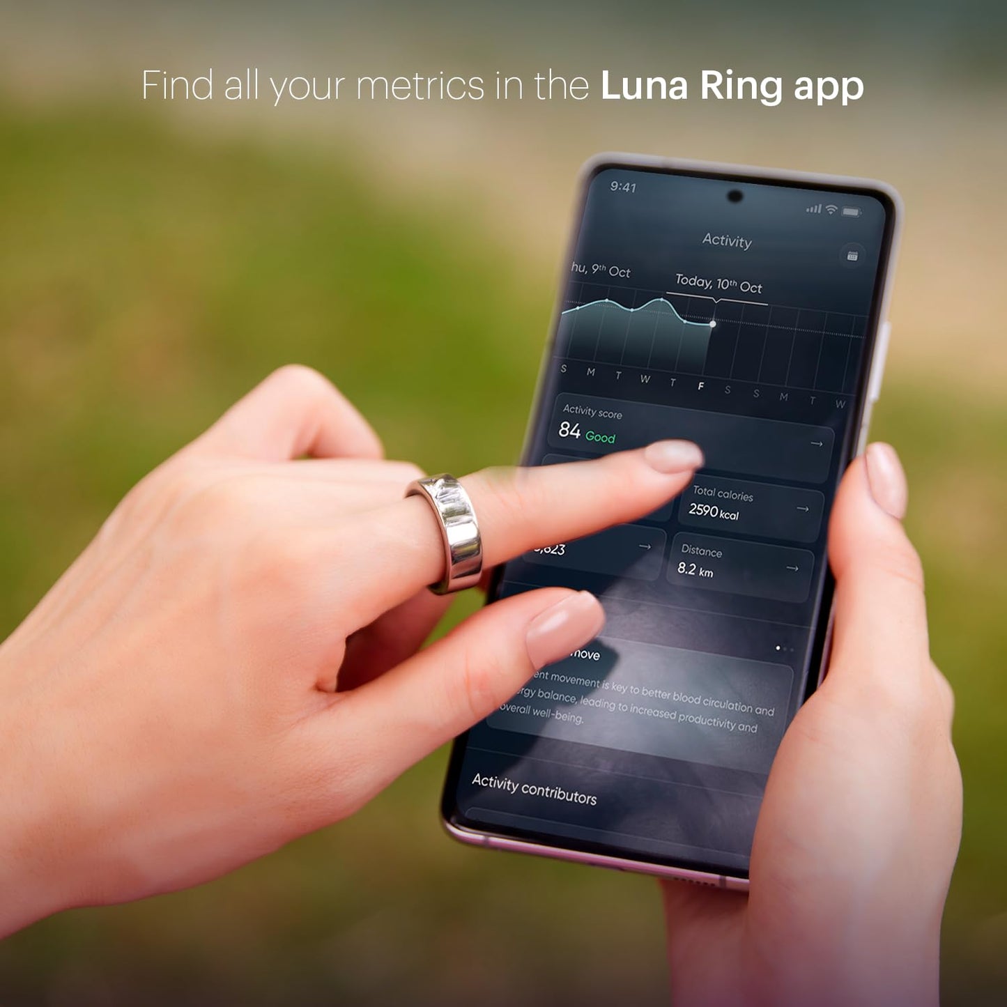 Noise LUNA Ring (Buy Sizing Kit First) - Most Accurate Smart Ring, Track Sleep, Activity, Readiness, Stress, Menstrual Health And More - Upto 6 Days Battery - Size 12 - Midnight Black