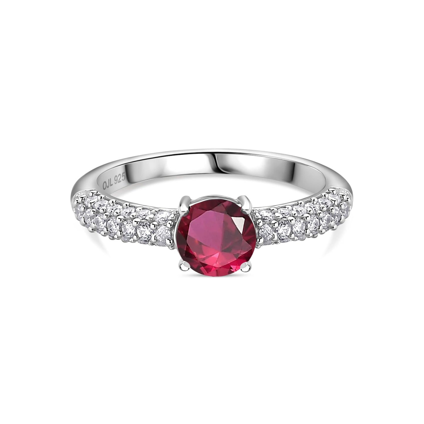 Ornate Jewels 925 Silver Red Ruby and American Diamond Finger Solitaire Ring for Women and Girls | With Certificate of Authenticity & 925 Stamp | Life-time Warranty*