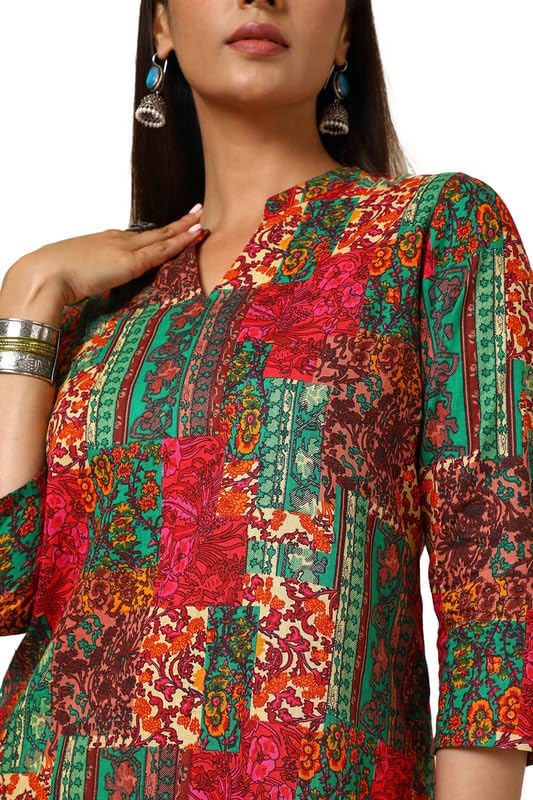 Soch Womens Maroon Cotton Blend Ethnic Motifs Print Tunic