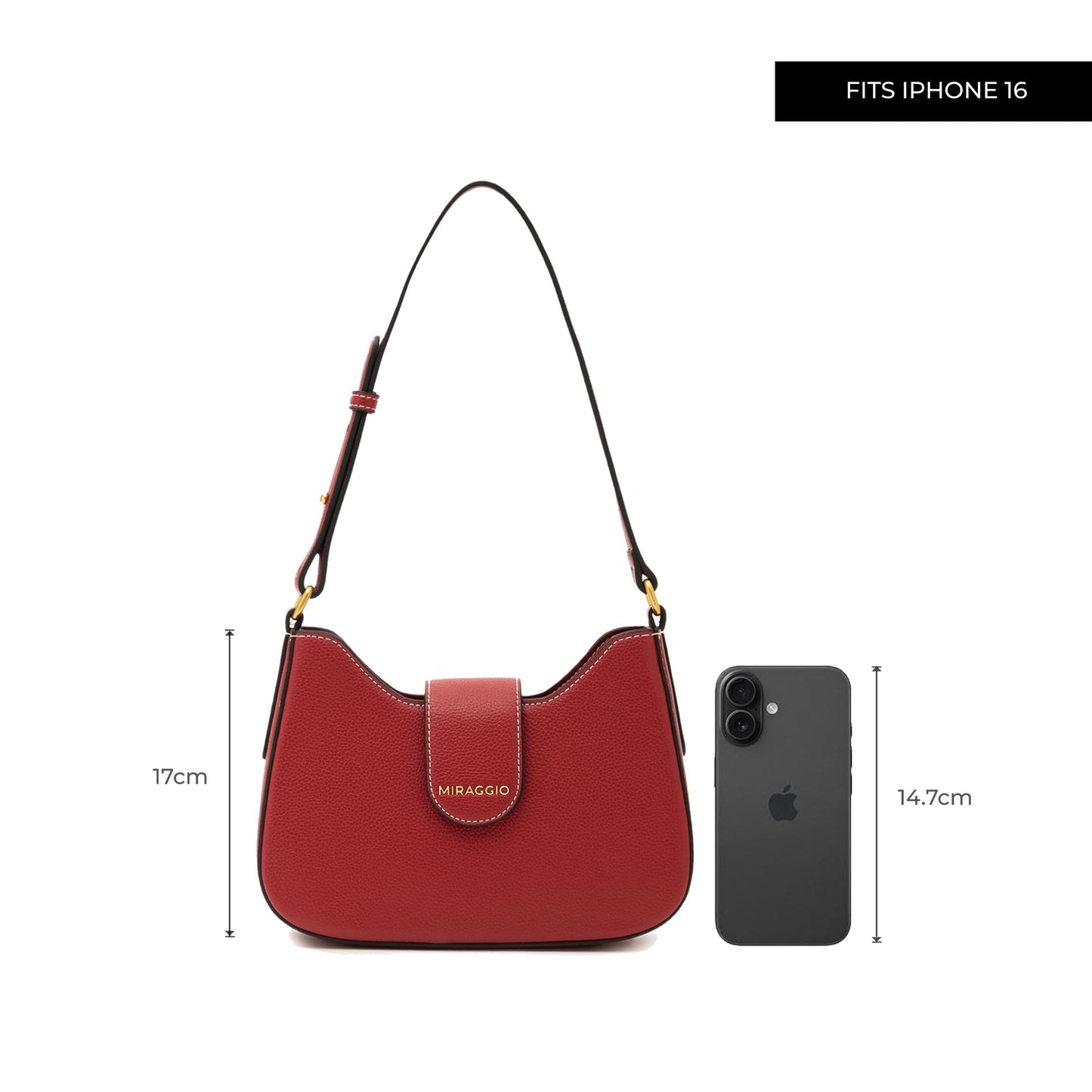Miraggio Zoya Shoulder Bag For Women | Stylish Structured Shoulder Bag (Red)