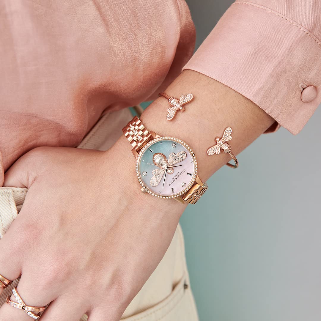 Olivia burton Sparkle Bee Analog Pink Dial Women's Watch-OB16GB04