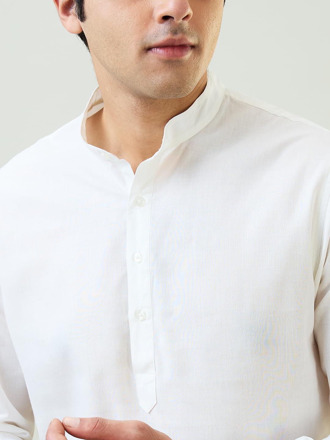 Raymond Sleepz Men Comfort Fit Solid Pattern Cotton Polyester Blend Mandrin Collar Sleepz Kurta Set (Size: M)-AEUC00017-F1