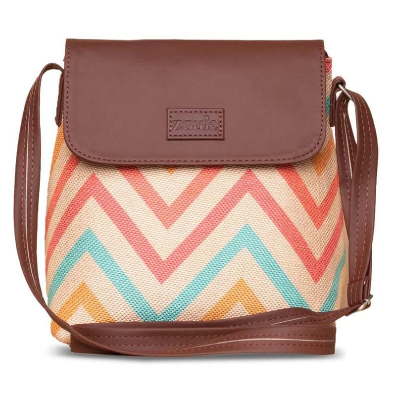 ZOUK Flap Sling Bag | Crossbody Bags for Women | Women's Handbags | Stylish | Vegan Leather Evening Bag | Travel & Office Use | Purse and Wallet | WavBeach Print