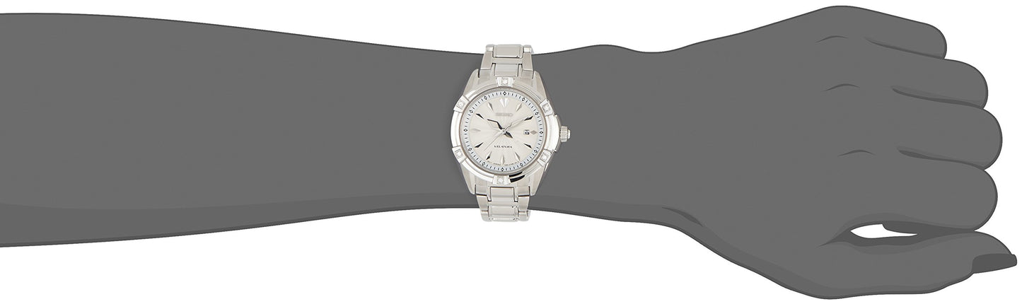 Seiko Stainless Steel Velatura Analog White Dial Women Watch-Sxdf49P1, Bandcolor-Silver