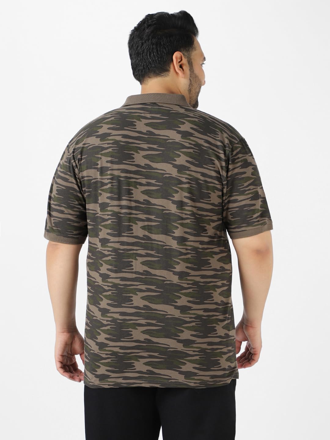 Urbano Plus Men's Green Military Camouflage Printed Regular Fit Cotton Polo T-Shirt (pluspolop-camo-grndgrn-3xl)