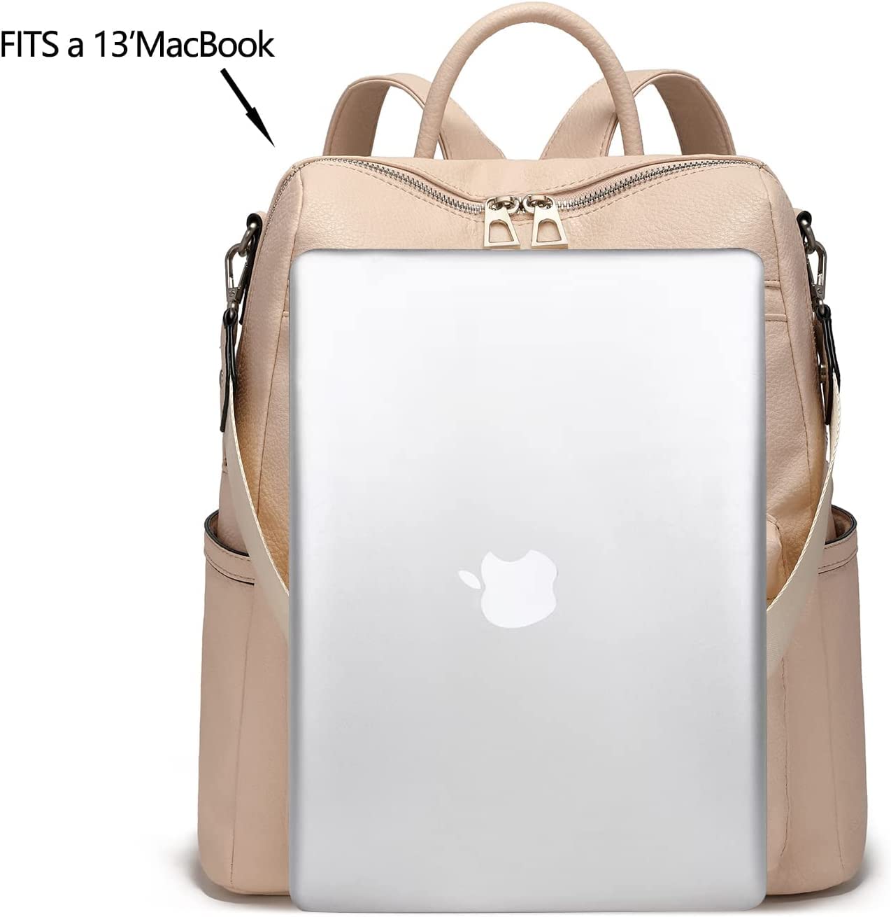 MomsyStore Leatherette Backpacks For Girls and Women For Daily Travel And Offices (CreamL)