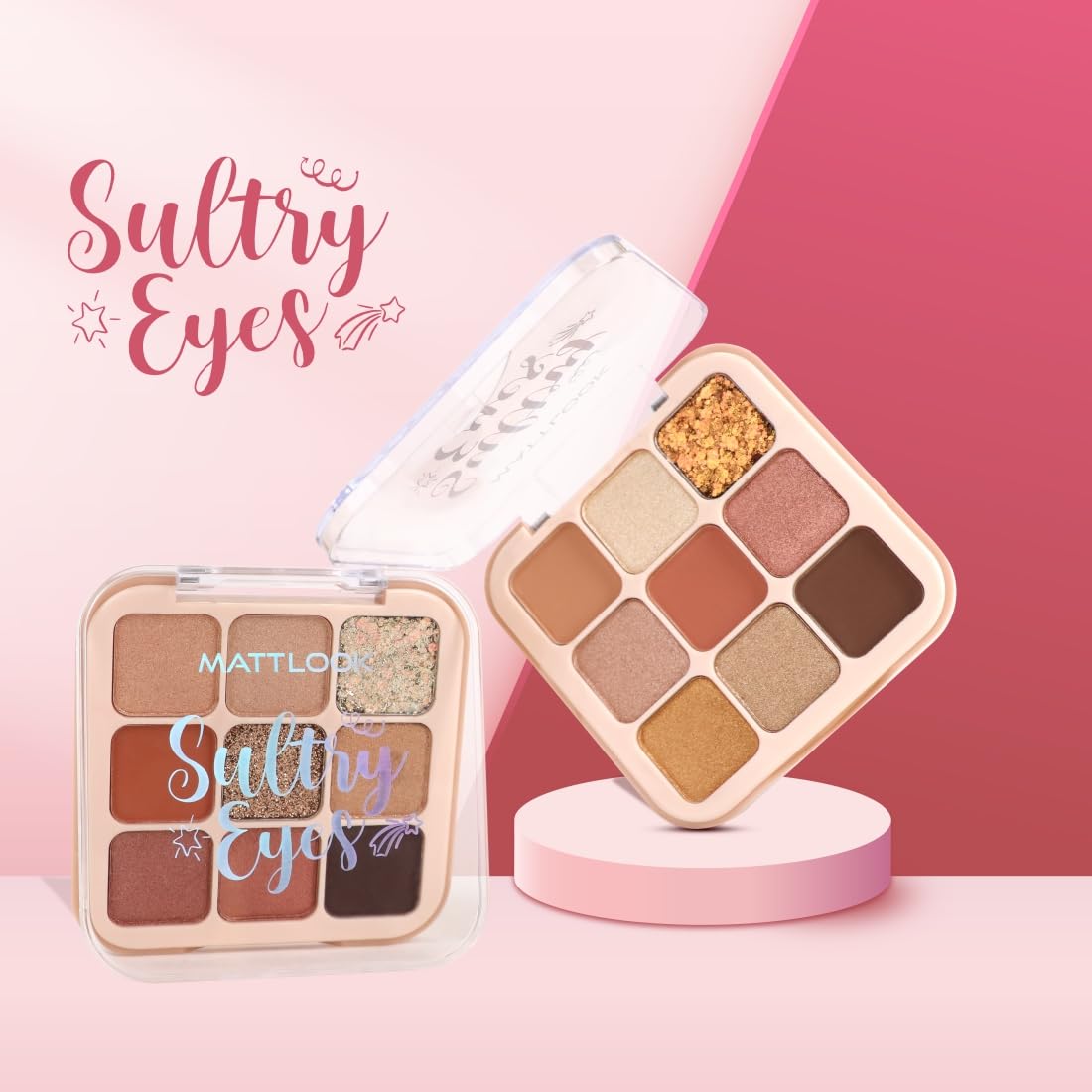 MATT LOOK Sultry Eyes Eyeshadow Palette|Matte|Shimmer|13.5G|Beginner Friendly & Long Lasting Eye Shadow Palette-Holiday Wine 02