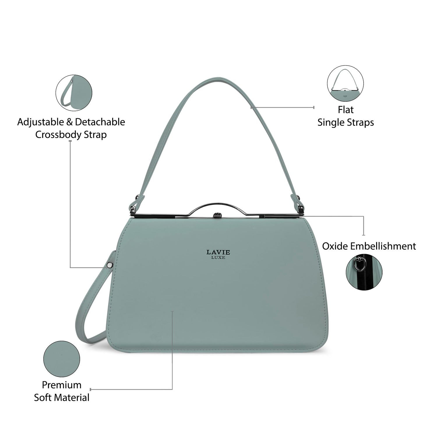 Lavie Luxe Women's Book2 Frame Satchel Bag | Satchel Handbag for Work | Ladies purse | Stylish Shoulder Bag | Gift for Women