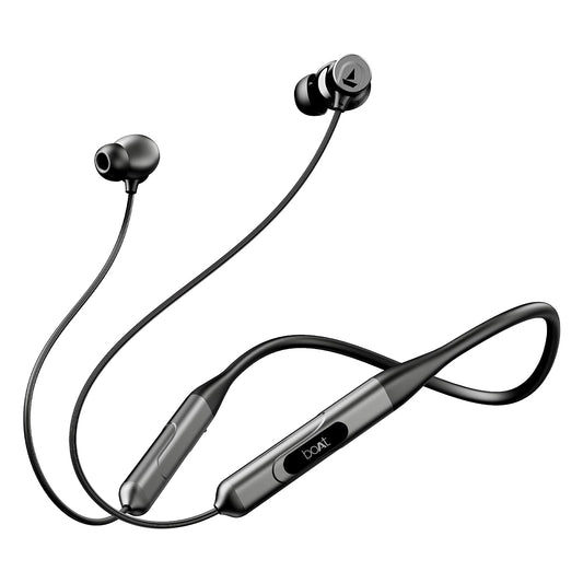 boAt Rockerz 255 ANC, 100Hrs Battery,Spatial Audio, ANC (~32dB), Fast Charge(10Mins=24HRS),3Mics AIENx,13mm Drivers, Bluetooth in Ear Neckband, Wireless with Mic Earphones (Raven Black)