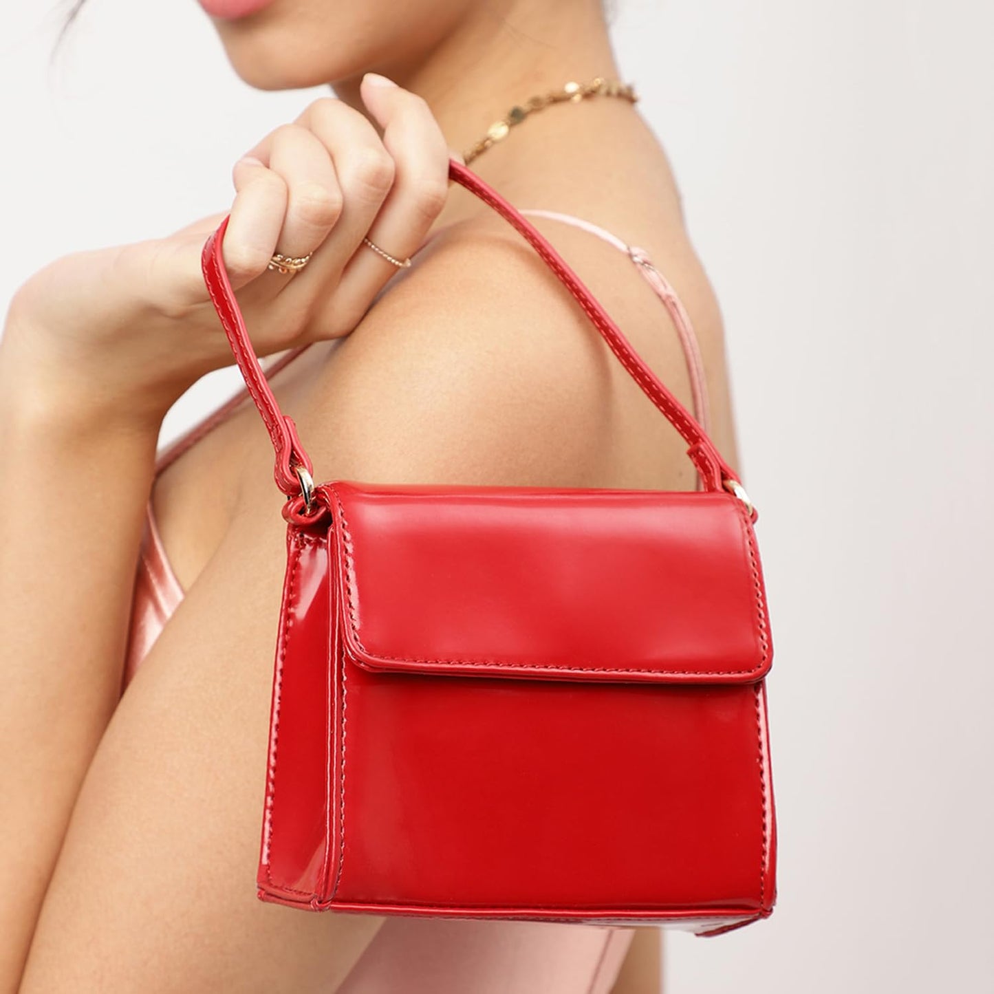 Fastrack Luscious Red Party Handheld Bag for Women | Bag for Casual Carry | Party Handbag