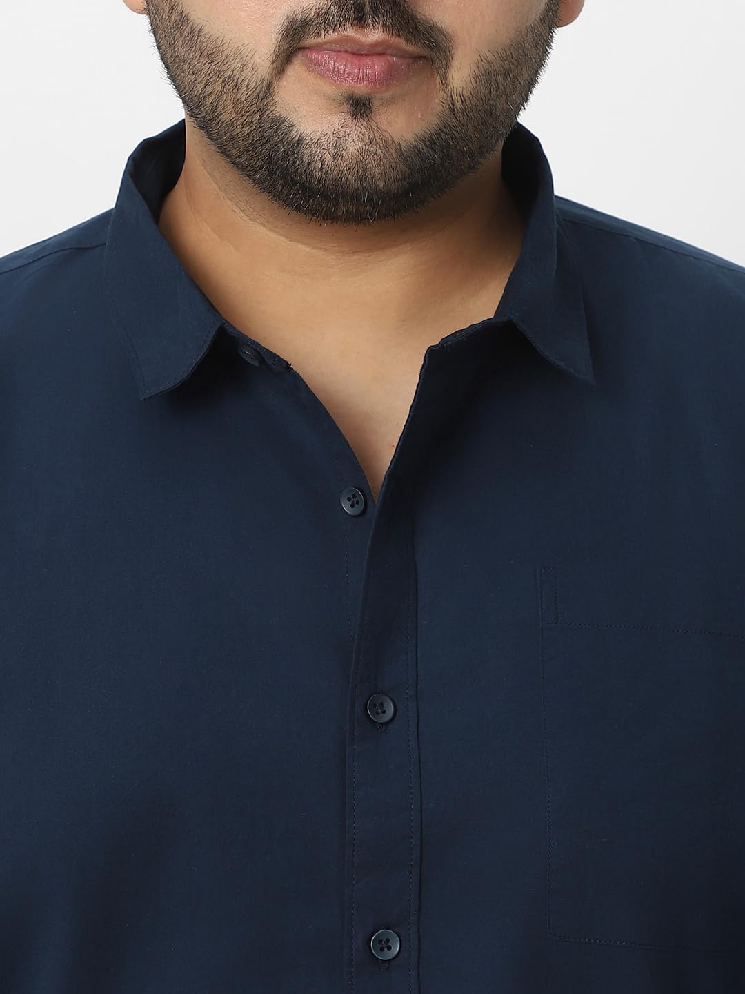 Urbano Plus Men's Navy Cotton Full Sleeve Regular Fit Casual Solid Shirt (plusshirtsolregp-01-navy-5xl)