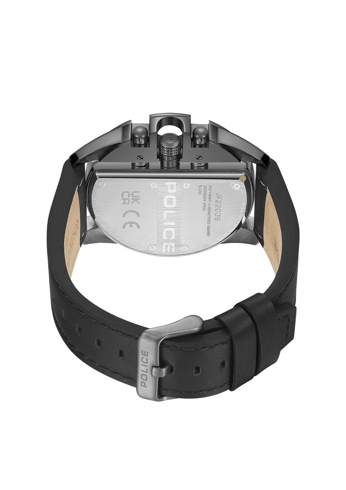 Police Mens 48 mm Extreme Rebel Grey Dial Leather Analog Watch - PLPEWJF2203601