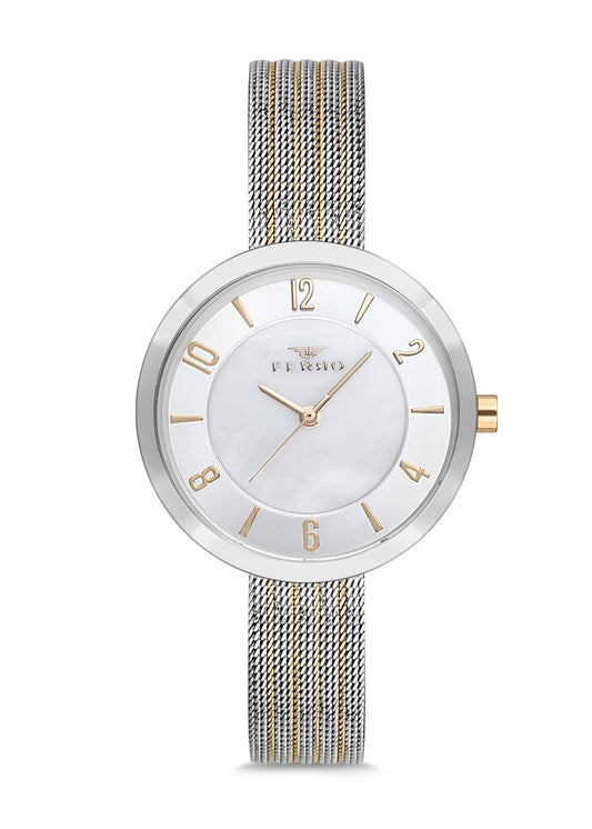 Ferro Pisa Analog White Dial Women's Watch-F1908C-1003-D