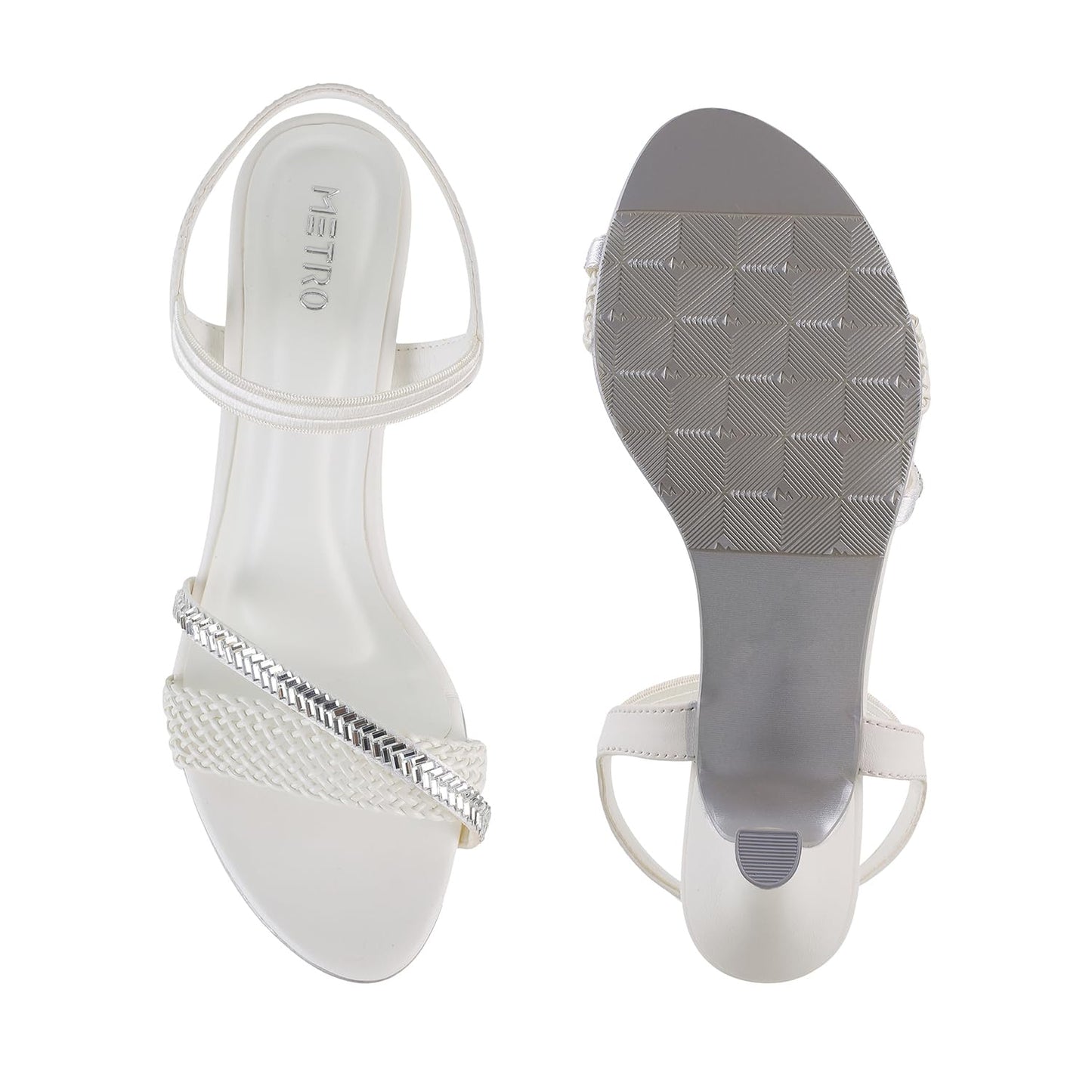 Metro Women White Party Synthetic Sandals Uk/8 Eu/41 (35-3244)