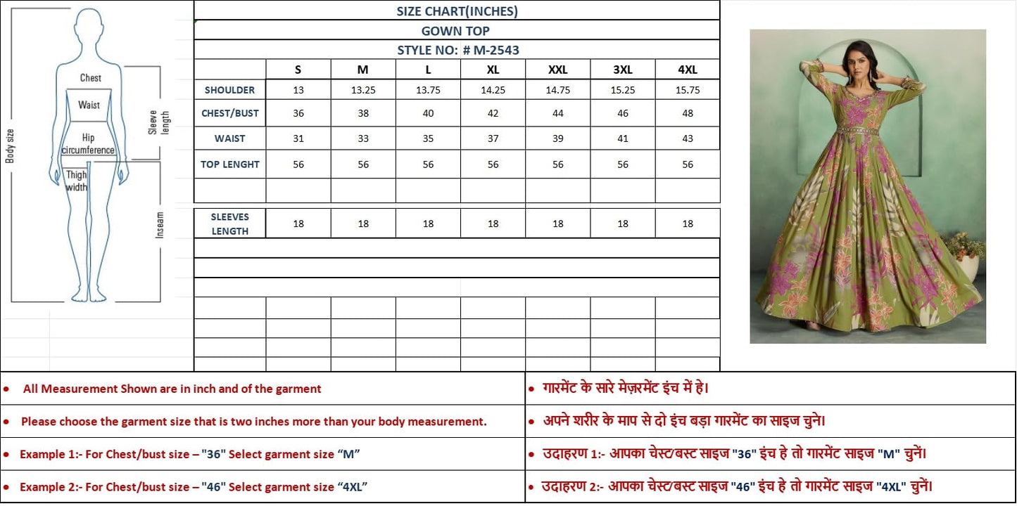 madhuram textiles Women's Rayon Print with Hand Embroidery Work Anarkali Long Gown(M-2543 Pink_4X-Large)