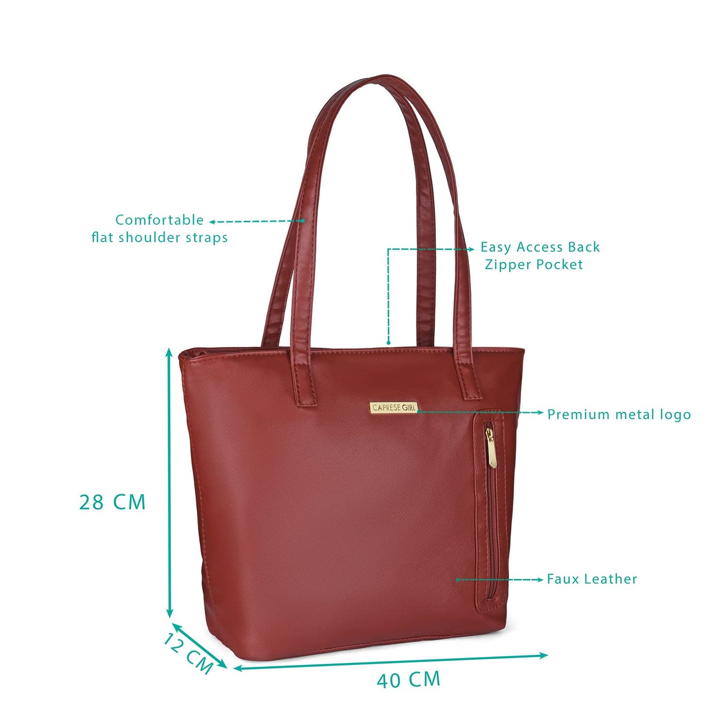 Caprese womens ALEXANDRIA T Large MAROON Tote Bag