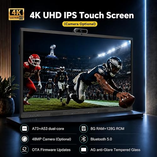 BIG VUE Pro 75 inch Android 16 Interactive Television | 4K UHD AI Enabled EDLA Flat Panel Digital Display Board | Ultra Octa-Core Processor | 8GB RAM + 128GB ROM | Zero Bonding for Teaching & Business