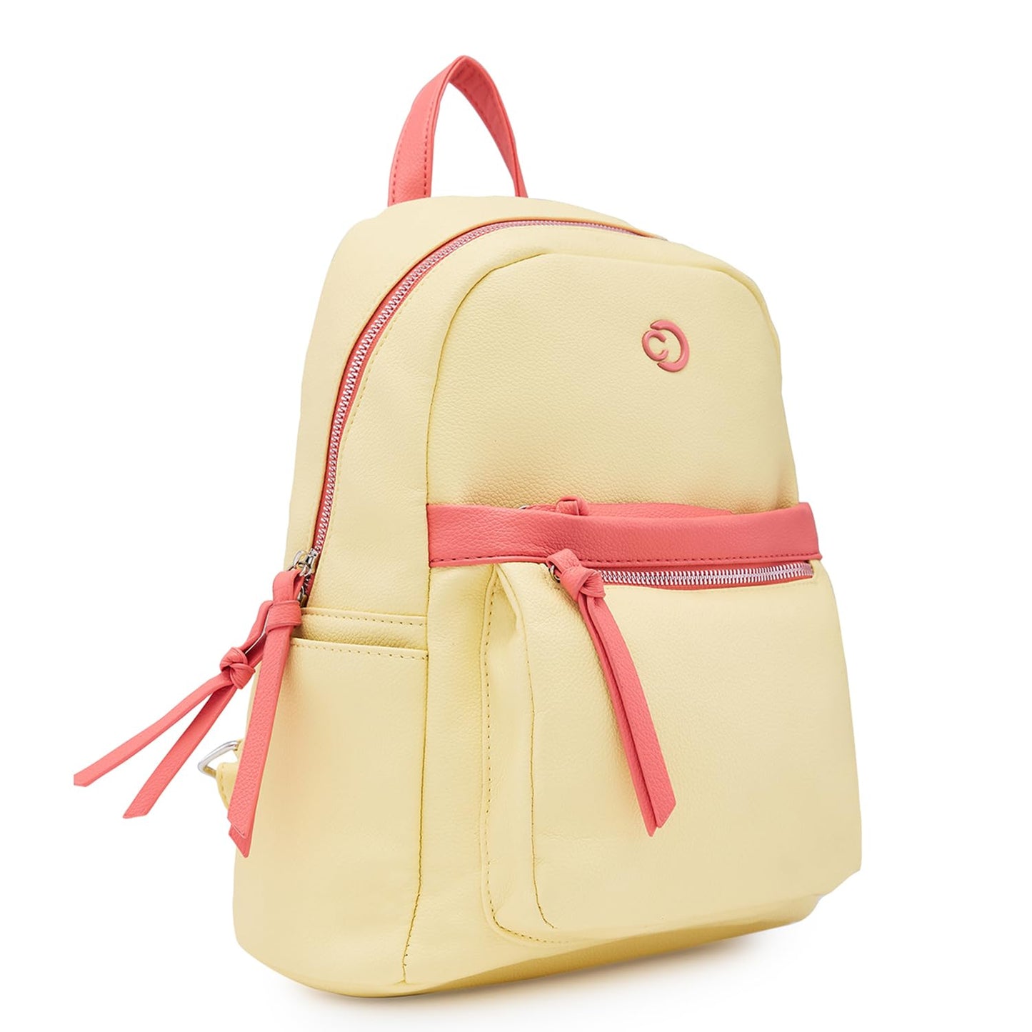 Caprese Sia Fashion Backpack Light Yellow Chic Backpack with Multiple compartments, Front/Side Pockets, Ideal for College, Travel and Daily use