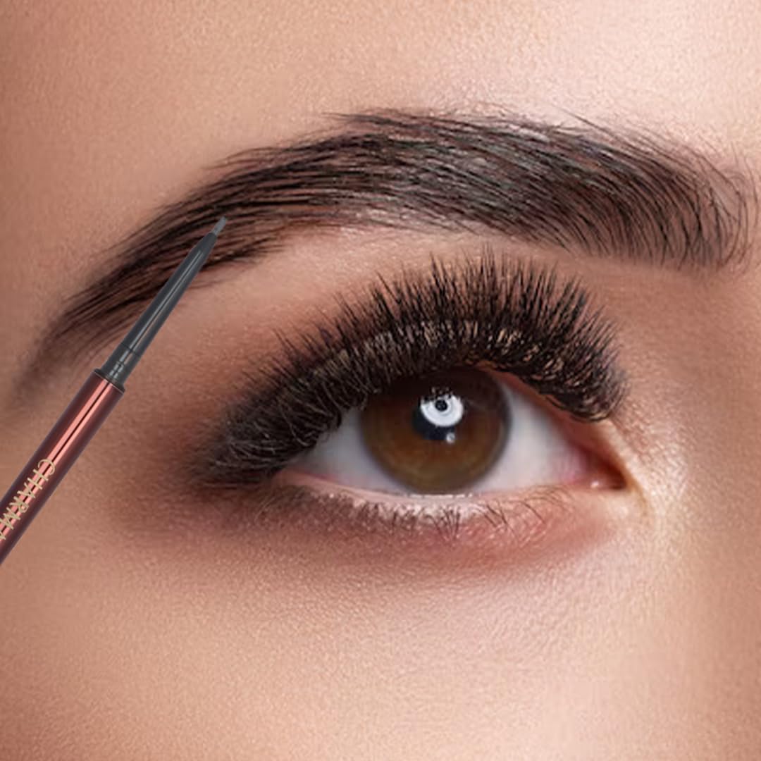 Charmacy Milano Ultra Defining Eyebrow Pencil (Dark Brunette) - 0.1G, Natural Brows, Built in Spoolie Brush, Dual Function, Sweat Resistant, Eyebrow Expert, Vegan, Cruelty Free, Non-Toxic