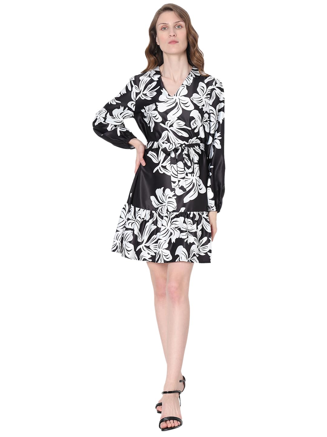 VERO MODA Women's Polyester A-Line Mini Dress (10317927- Black