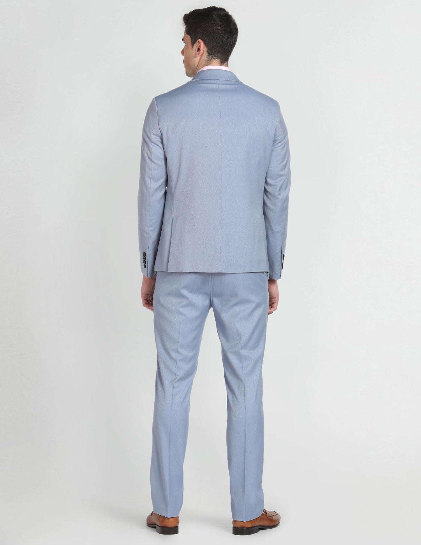 Arrow Men's Polyester Double Breasted Business Suit Pants Set (ARAGSU5527_Grey Blue_40)