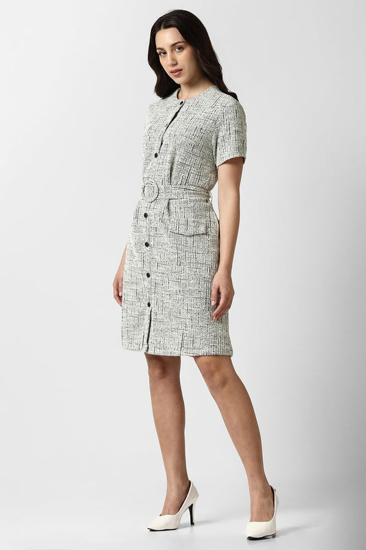 Van Heusen Women's Polyester Modern Above The Knee Dress (VWDRFRGF243790_White