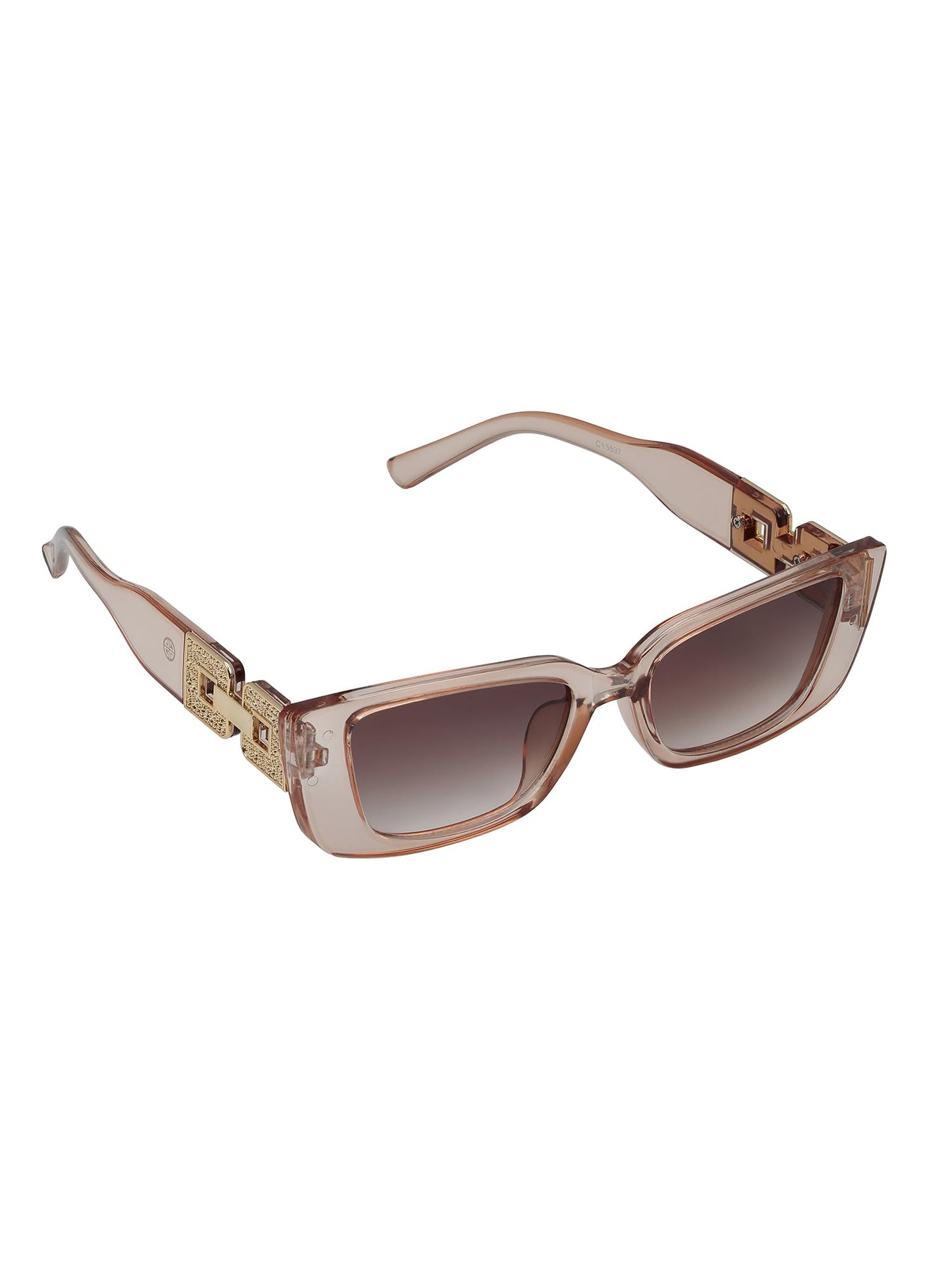 Carlton London Woman Peach & Gold Toned UV Protected Brown Lens Cateye Sunglasses