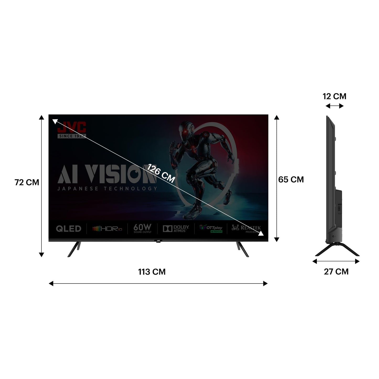 JVC 127 cm (50 inches) AI Vision Series QLED Google TV LT-50NQ7165C (Black)