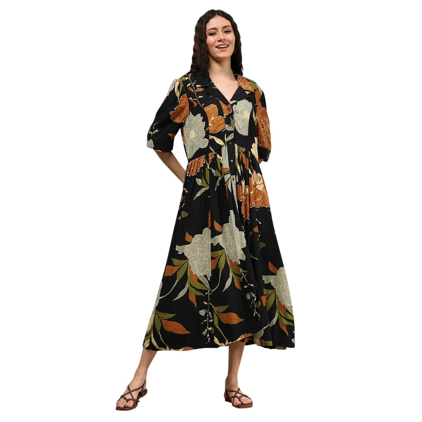 BIBA Women's Rayon Straight Knee-Length Dresses