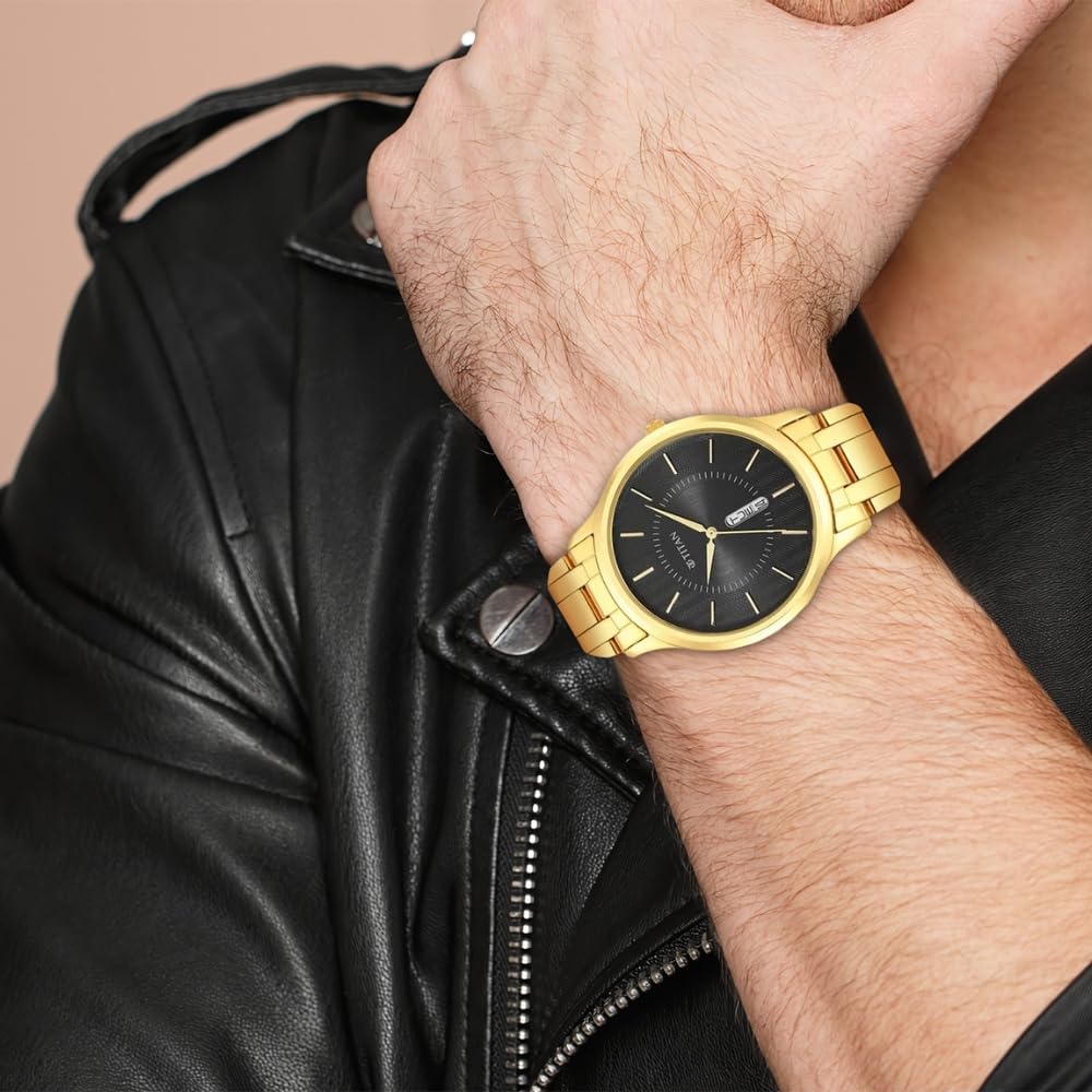 Titan Quartz Analog with Day and Date Black Dial Stainless Steel Strap Watch for Men-NS1825YM02