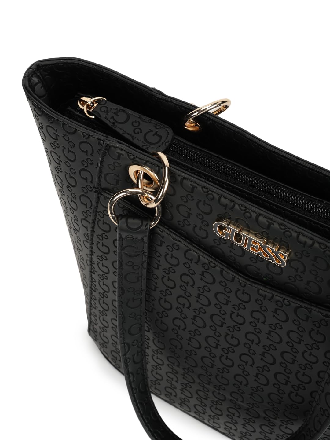 Guess Embossed Black Women Tote Bag