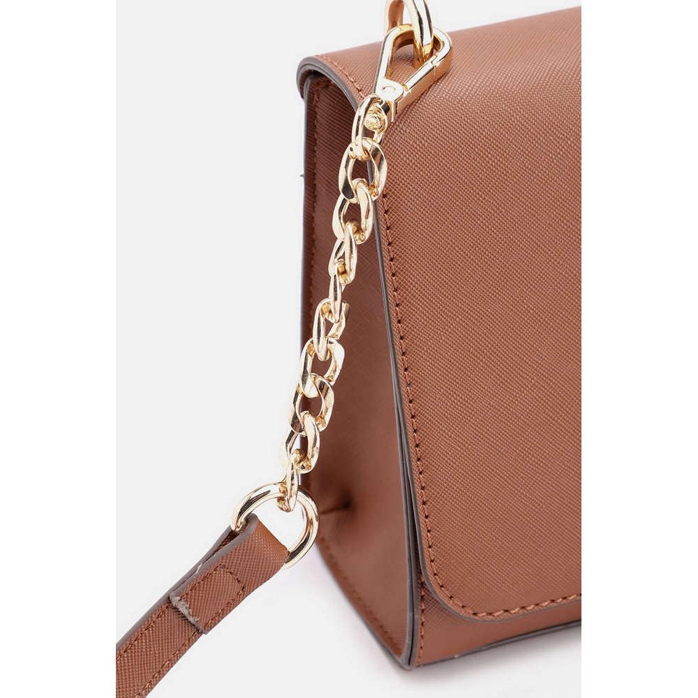 Anne Klein Solid Faux Leather Zipper Closure Women's Shoulder Bag (Brown, XL)