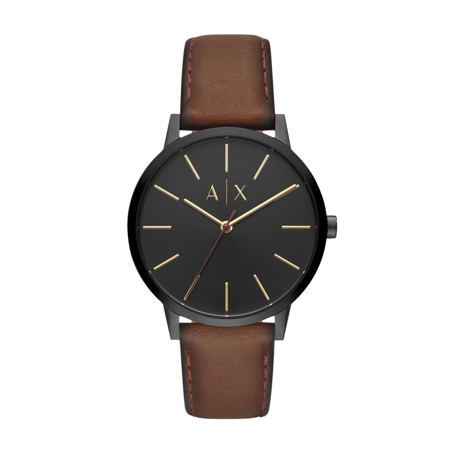 Armani Exchange Cayde Analog Black Dial Men's Watch - AX2706 Genuine Leather, Brown Strap