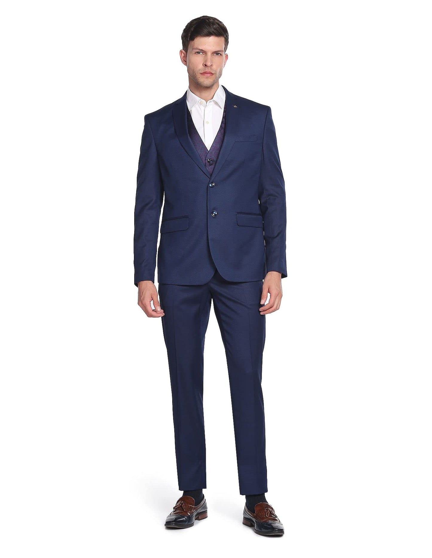 Arrow Men's Polyester Single Breasted Suits (ARAFSU5531_Blue