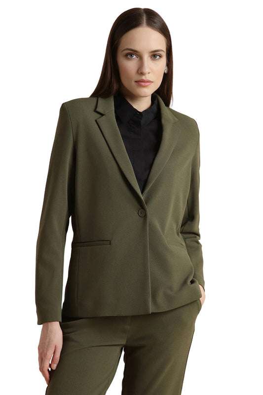 Van Heusen Women's Regular fit Blazer VWKZFRGP822008_Olive