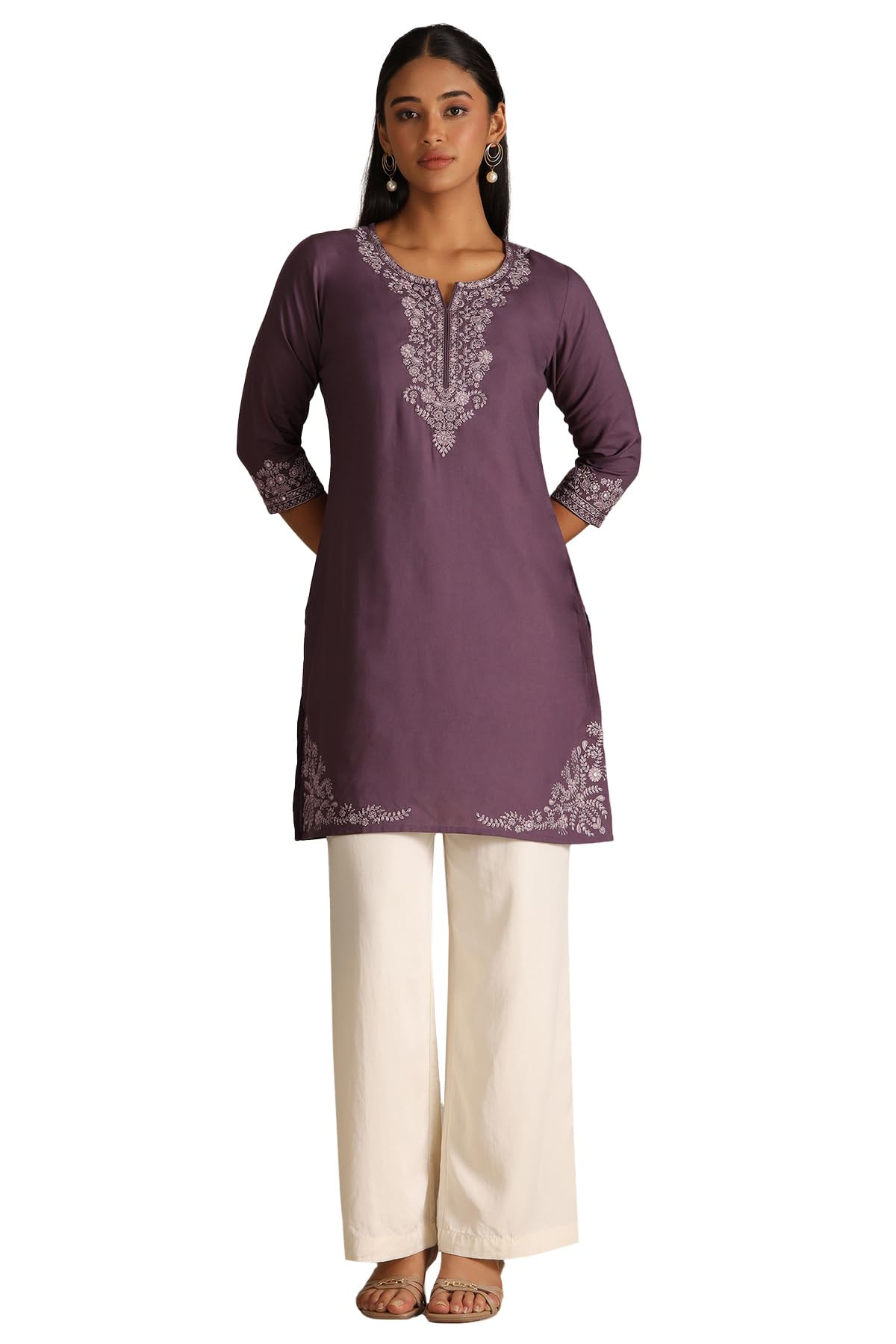 Soch Women's Rayon Embroidered Regular Kurta