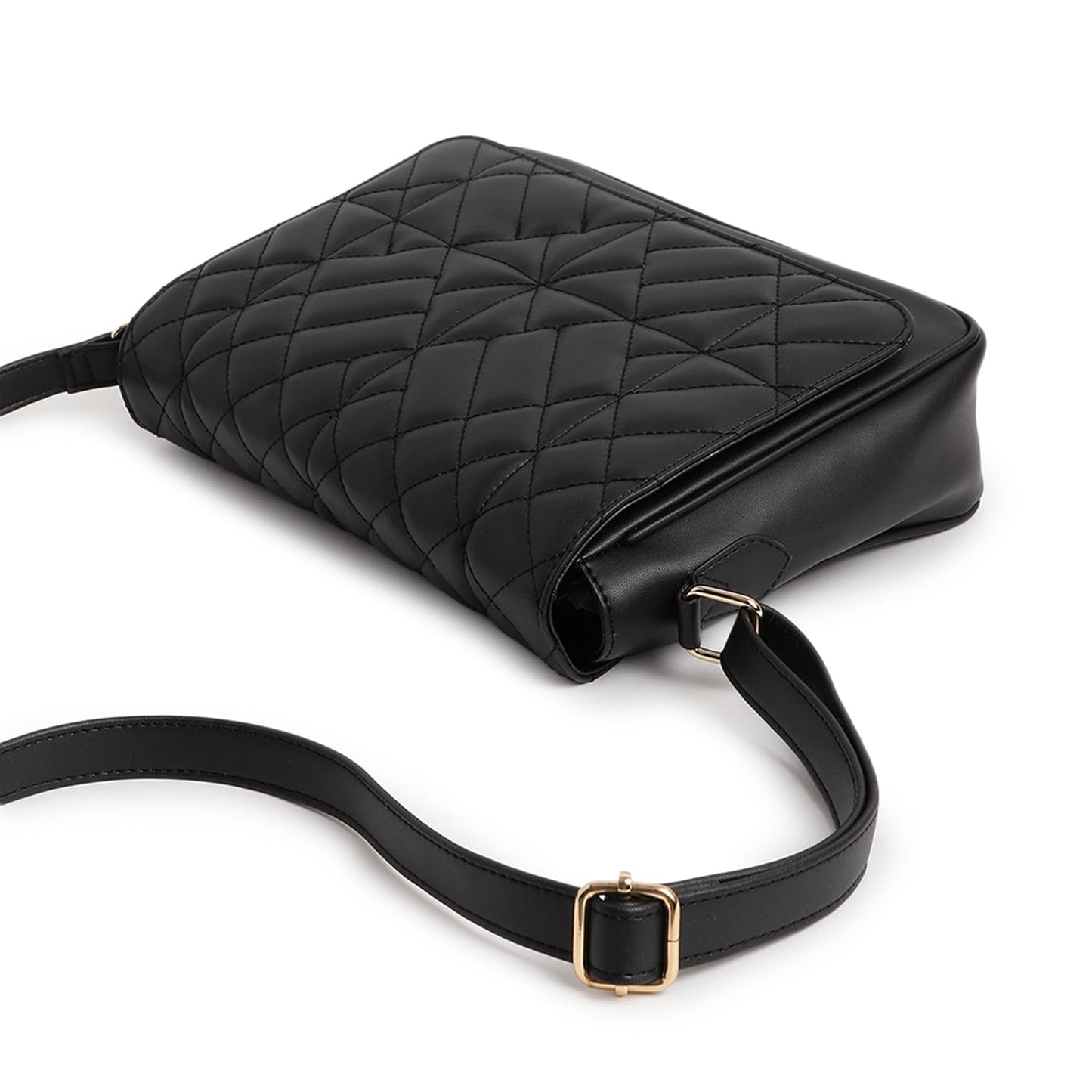 Fastrack Quilted College Messenger Bag For Girls | Made Up Of Premium Faux Leather,black