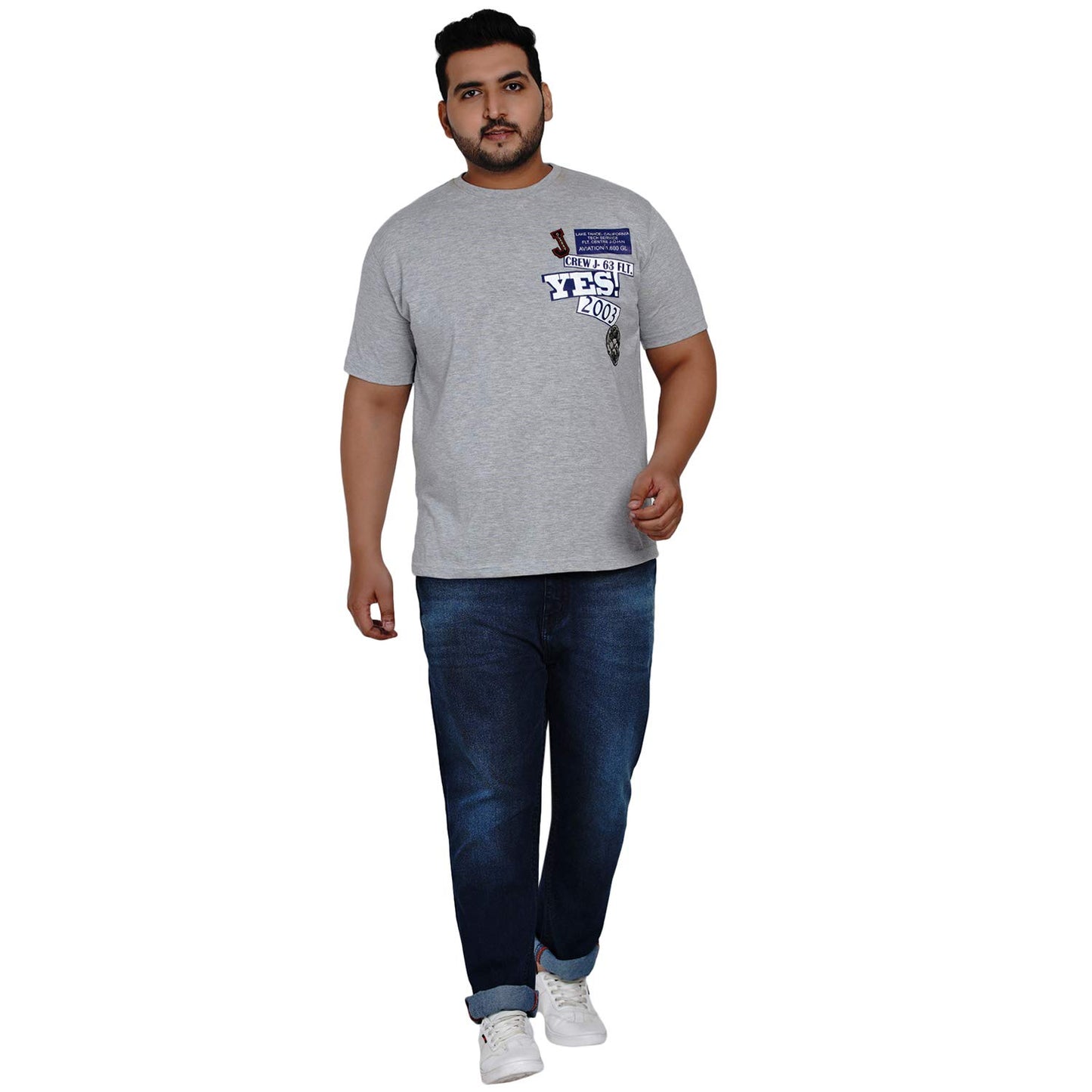 JOHN PRIDE Plus Size Men Regular Fit Mid-Rise Clean Look Stretchable Blue Jeans