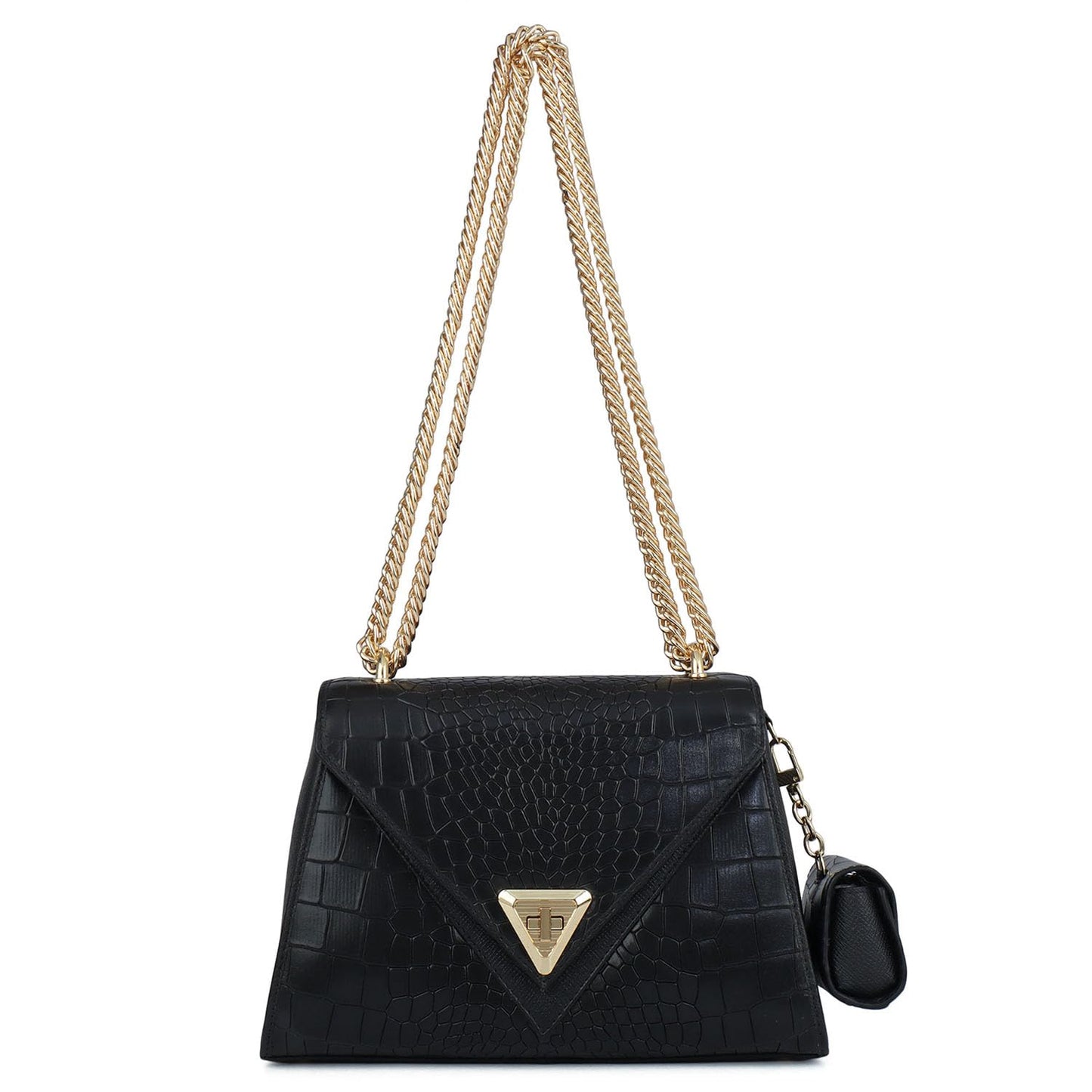 Da Milano Leather Shoulder Bag for Women - Black
