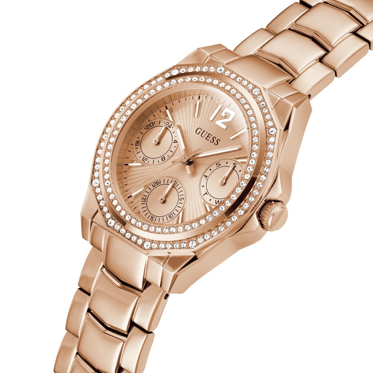 GUESS Womens Stainless Steel Analog Rose Gold Dial Watch-Gw0685L3, Band Color:Rose Gold