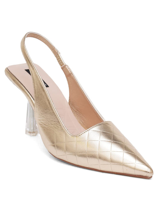 SHERRIF Women's Golden Stiletto Sandals (35 EU)