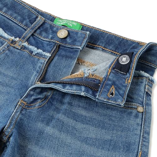 United Colors of Benetton Solid Straight Fit Contrast Waistband Denim Jeans (Size: 1-2 Years)-25A488PCE04BG901 Blue
