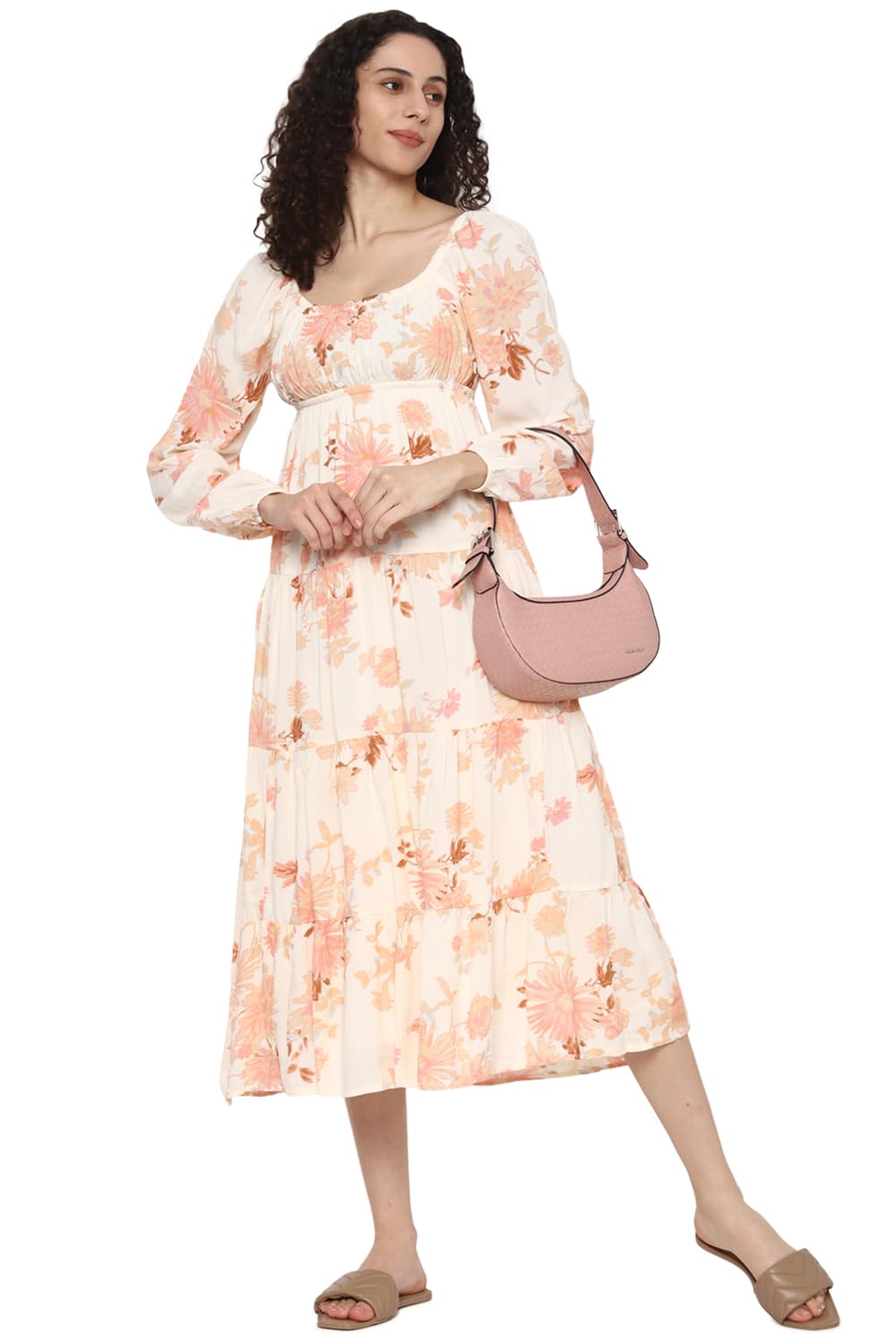 American Eagle Women's Viscose A-Line Midi Dress (WEC0397364106_Cream