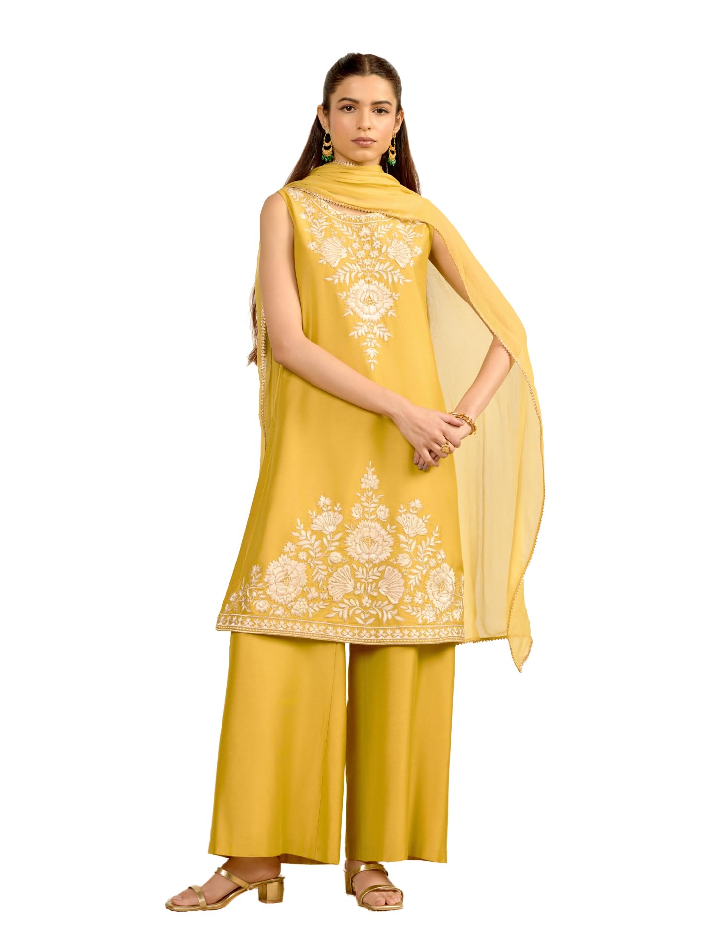 Aarke Ritu Kumar Lime Green Aroma Solid Kurta With Pant And Dupatta