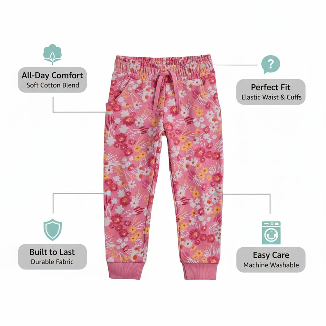 Mothercare Girls Toasted Petals Printed Joggers - Pink