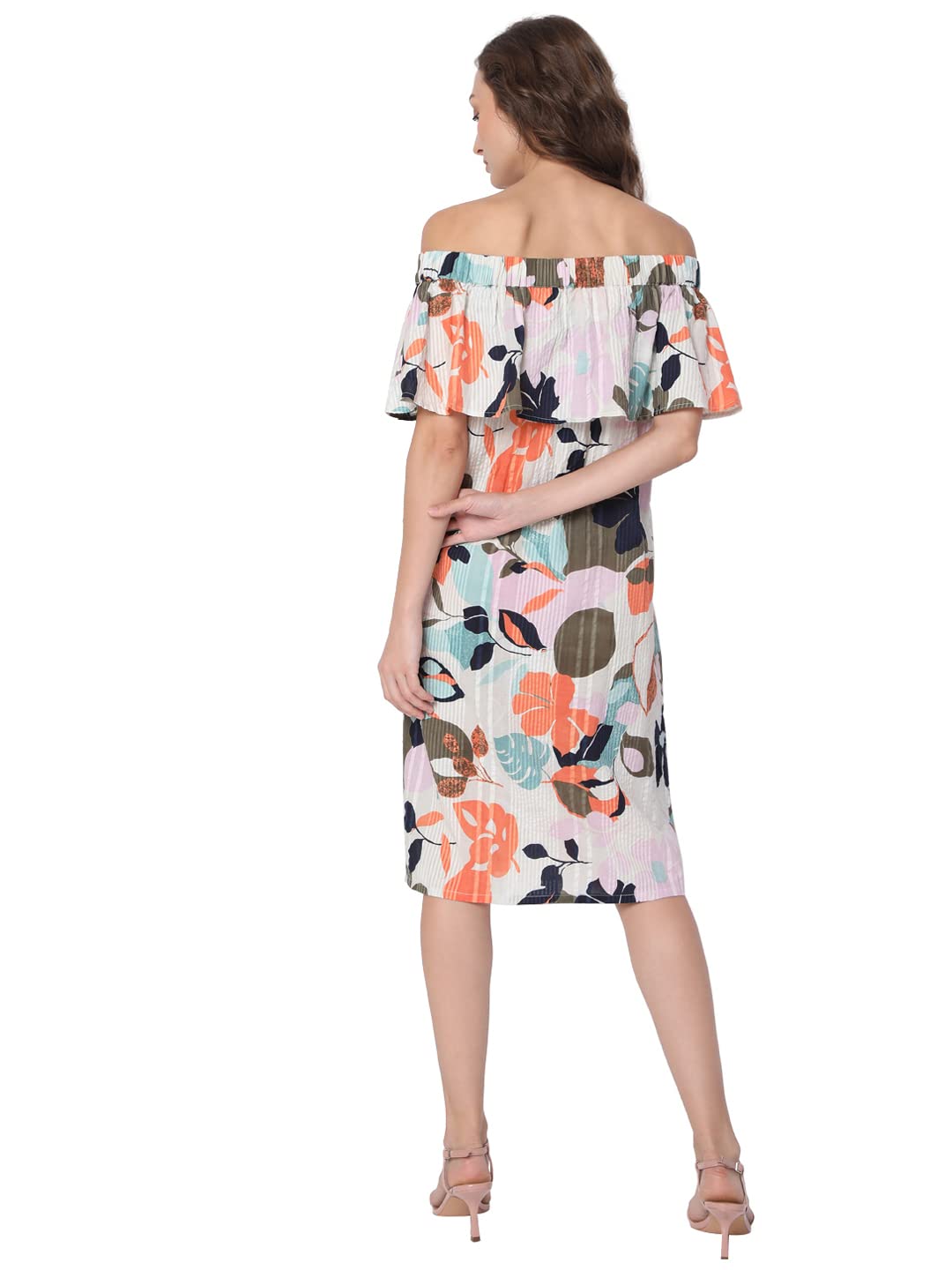 Vero Moda Women's Cotton A-Line Below The Knee Dress (278236901- Birch_S) Beige